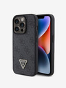 Guess Guess PU PU 4G Strass Triangle Metall Logo Back Cover für iPhone 15 Pro Schwarz