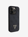 Guess Guess PU PU 4G Strass Triangle Metall Logo Back Cover für iPhone 15 Pro Schwarz