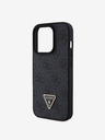 Guess Guess PU PU 4G Strass Triangle Metall Logo Back Cover für iPhone 15 Pro Schwarz
