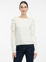 Orsay Cremefarbener Damenpullover mit Blumenapplikation ORSAY