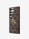 Guess Guess PU 4G Metall Logo Rückseite für Samsung Galaxy S23 Ultra Braun
