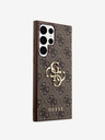 Guess Guess PU 4G Metall Logo Rückseite für Samsung Galaxy S23 Ultra Braun