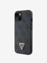 Guess Guess PU 4G Strass-Dreieck Metall-Logo-Rückseite für iPhone 15 Schwarz