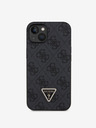 Guess Guess PU 4G Strass-Dreieck Metall-Logo-Rückseite für iPhone 15 Schwarz
