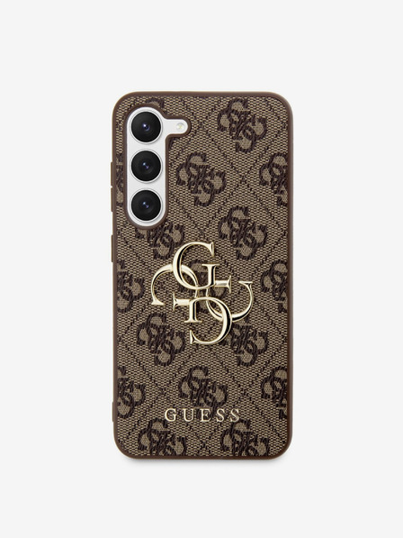 Guess Guess PU 4G Metall-Logo-Hülle für Samsung Galaxy S23 Braun