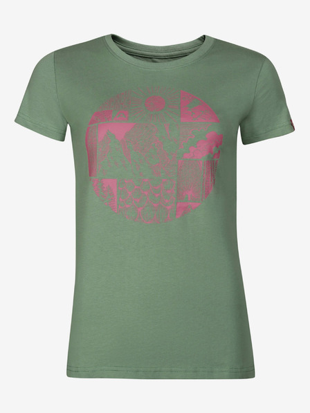 ALPINE PRO Grünes bedrucktes Damen-T-Shirt ALPINE PRO ECCA