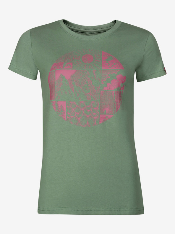 ALPINE PRO Grünes bedrucktes Damen-T-Shirt ALPINE PRO ECCA