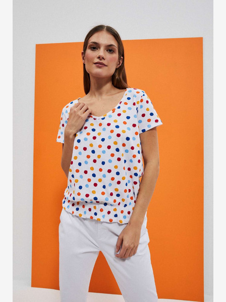 Moodo Weißes gemustertes Damen-T-Shirt Moodo