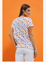 Moodo Weißes gemustertes Damen-T-Shirt Moodo