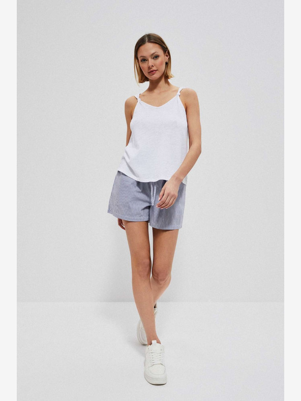 Moodo Weiß und blau gestreifte Damen-Shorts Moodo
