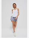 Moodo Weiß und blau gestreifte Damen-Shorts Moodo