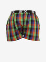 Styx Grün-orange karierte Herrenshorts mit Sport-Gummizug Styx