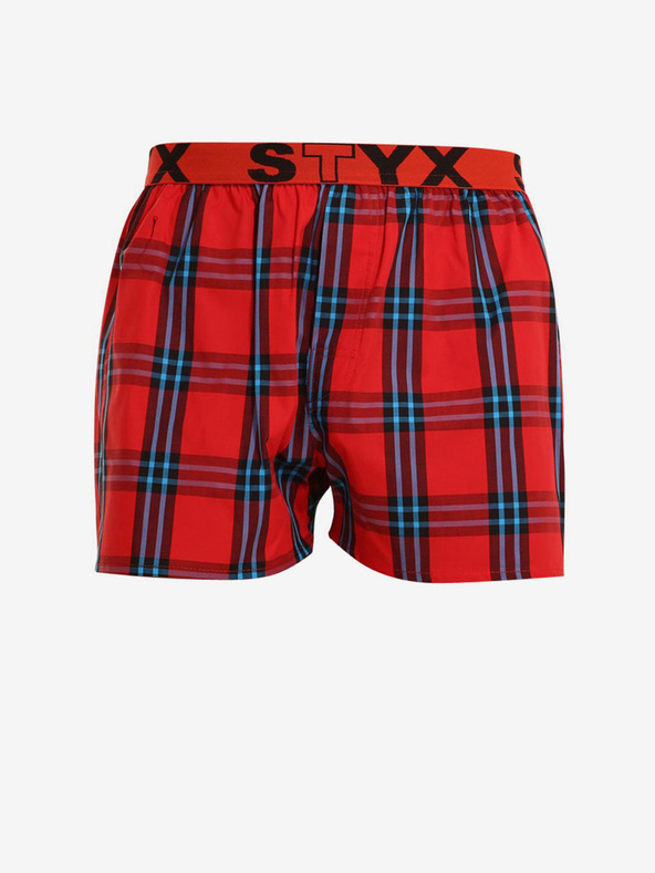 Styx Blau und rot karierte Shorts für Männer von Styx