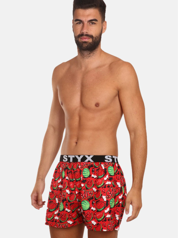 Styx Rot gemusterte Herrenshorts Styx