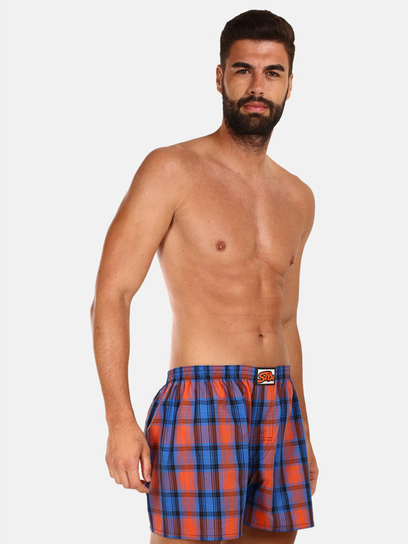 Styx Orange und blau karierte Shorts für Männer von Styx