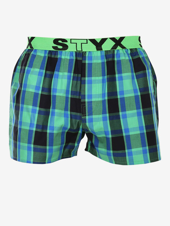 Styx Blau und grün karierte Shorts für Männer von Styx