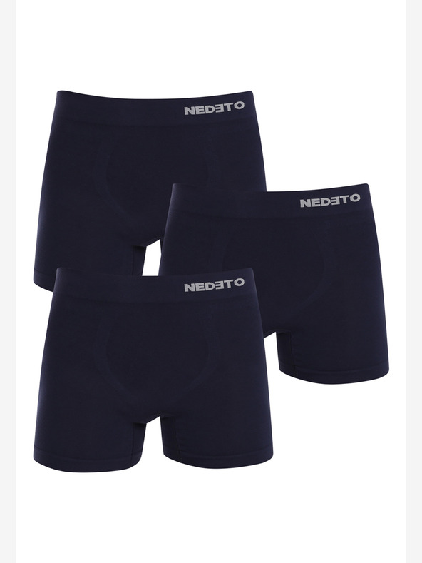 Nedeto Set aus drei nahtlosen Boxershorts in dunkelblau Nedeto