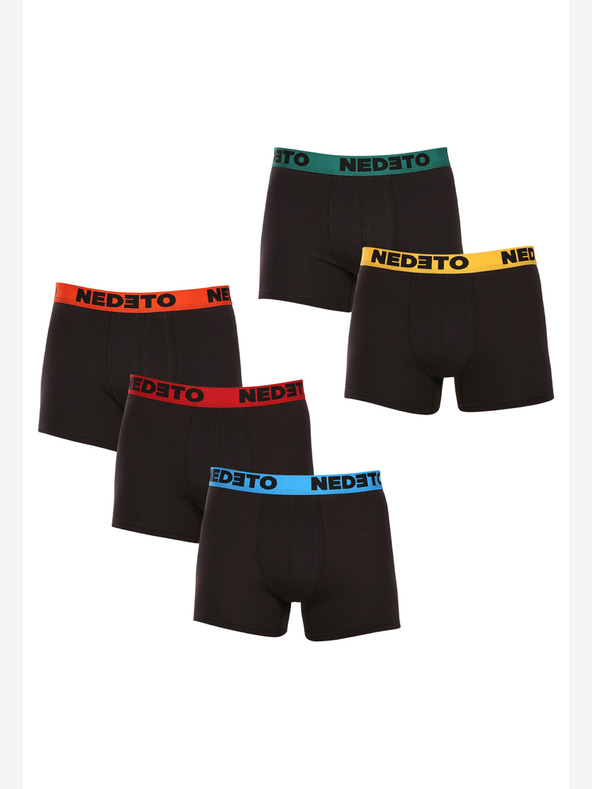 Nedeto Fünfer-Set Herren-Boxershorts in Schwarz Nedeto