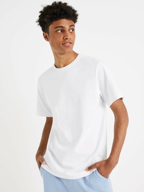 Celio Weißes Herren-Basic-Shirt Celio