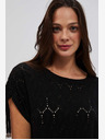 Moodo Schwarzes durchbrochenes Damen-T-Shirt Moodo