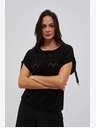 Moodo Schwarzes durchbrochenes Damen-T-Shirt Moodo