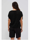 Moodo Schwarzes durchbrochenes Damen-T-Shirt Moodo