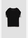Moodo Schwarzes durchbrochenes Damen-T-Shirt Moodo