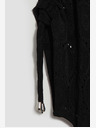 Moodo Schwarzes durchbrochenes Damen-T-Shirt Moodo