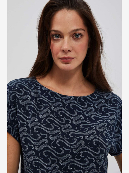 Moodo Dunkelblau gemustertes T-Shirt Moodo