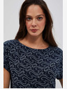 Moodo Dunkelblau gemustertes T-Shirt Moodo
