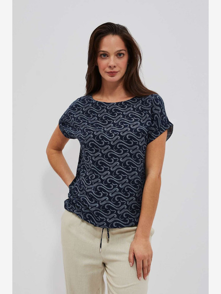 Moodo Dunkelblau gemustertes T-Shirt Moodo