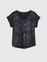 Moodo Schwarzes Damenshirt mit glänzendem Druck Moodo