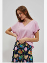 Moodo Rosa T-Shirt mit V-Ausschnitt Moodo