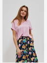 Moodo Rosa T-Shirt mit V-Ausschnitt Moodo