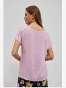 Moodo Rosa T-Shirt mit V-Ausschnitt Moodo