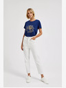 Moodo Moodo Dunkelblau bedrucktes T-Shirt