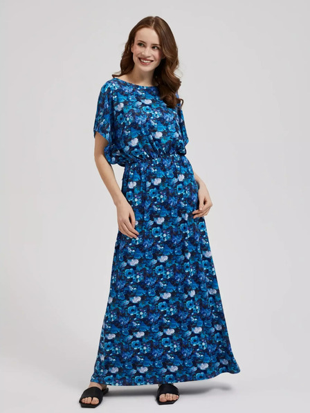 Moodo Blaues Maxikleid mit tropischem Muster Moodo