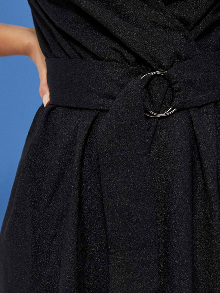Moodo Schwarzes Damen Gürtelkleid Moodo