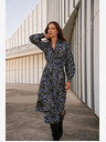 Moodo Grünes und blaues geblümtes Damenhemdkleid Moodo