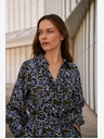 Moodo Grünes und blaues geblümtes Damenhemdkleid Moodo