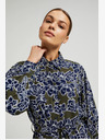 Moodo Grünes und blaues geblümtes Damenhemdkleid Moodo