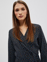 Moodo Schwarzes gemustertes Midikleid für Damen Moodo