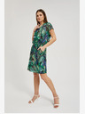 Moodo Türkis und schwarz gemustertes Midikleid Moodo