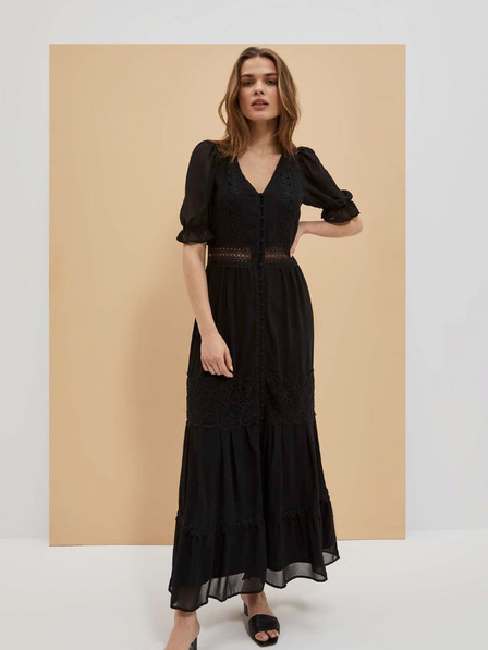 Moodo Schwarzes langes Damenkleid Moodo