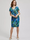 Moodo Blaues Kleid mit tropischem Muster Moodo