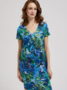 Moodo Blaues Kleid mit tropischem Muster Moodo