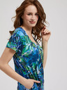 Moodo Blaues Kleid mit tropischem Muster Moodo