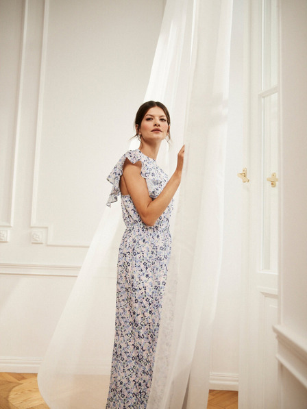 Moodo Blaues geblümtes Maxikleid Moodo