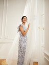 Moodo Blaues geblümtes Maxikleid Moodo