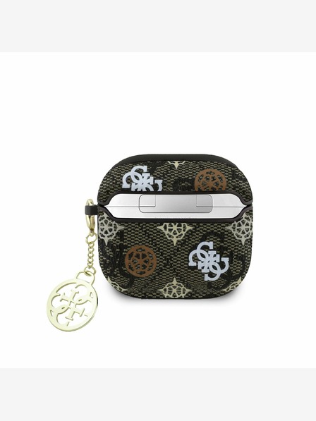 Guess PU 4G Pfingstrose Charm Hülle für AirPods 4 Braun Hülle